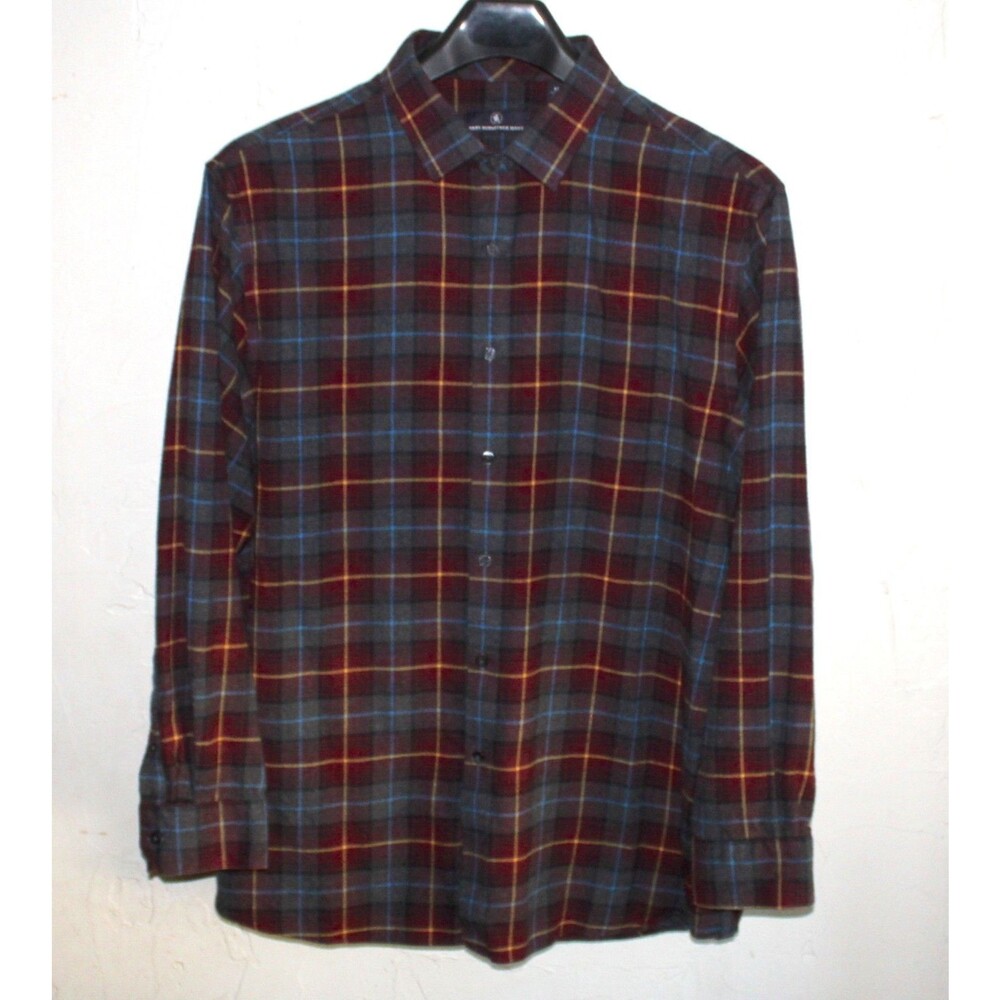 Hart Schaffner Marx long sleeve Shirt Men 2XL Flannel Plaid brown gray